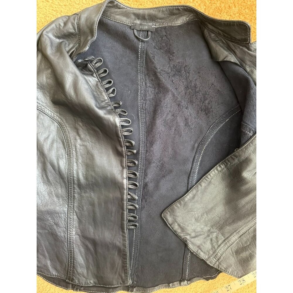 Women's Black Leather Napoleon Jacket - Picture 6 of 6